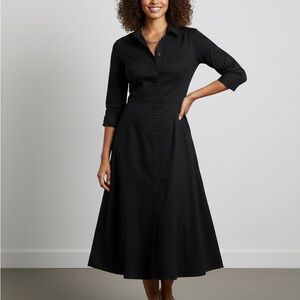 Sundance‎ Black A-Line Cotton Casual Midi Dress Women’s Size 10 Large